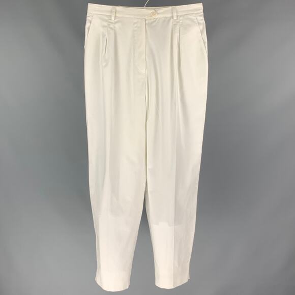 CHRISTIAN DIOR Size 31 White Pleated High Waisted Wide Leg Dress Pants - Picture 1 of 5
